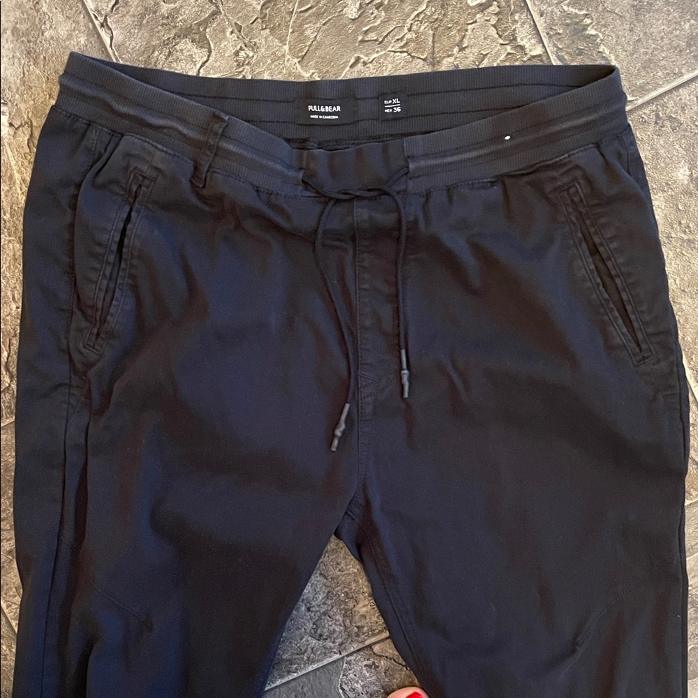 PULL & BEAR Men's Black Joggers XL Sporty Athleisure Coastal Streetwear